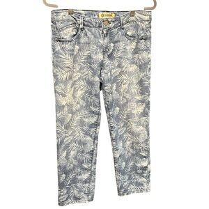 DEMOCRACY Palm Tree Print 5 Pocket Stretch Straight Leg Blue Jeans Size 6 VGC